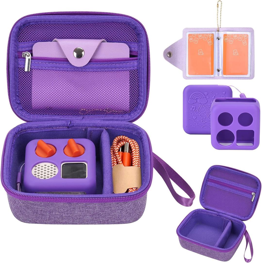 MGZNMTY Travel Storage Case and Thicken Silicone Cover Compatible with Yoto Mini Player - Kids Audio & Music Player and Card Holder for Yoto Card Hold Up to 10 Cards (Purple)