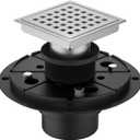 4 Inch Square Shower Floor Drain Brushed Stainless Steel Drain Kit with Flange, Removable Grid Cover, Hair Strainer