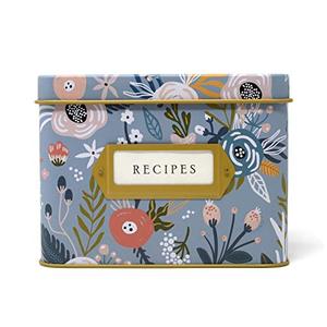Jot & Mark Decorative Recipe Tin Box for Recipe Cards, Greeting Card Holder | Holds Hundreds of 4” x 6” Cards
