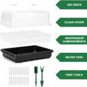 Delxo 3 Pack Seed Starter Kit Large Seedling Starter Tray(144 Cells) Total with Humidity Domes - Adjustable Vents & Deep Base Germination Kit for Indoor Gardening - Includes 10 Tags & Tools