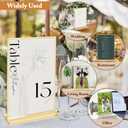 Floroom 6 Pack 5x7 Inch Clear Acrylic Sign Holders, Double-Sided Gold Display Stand Picture Frames for Table Numbers, Menus, Flyers, Weddings, and Offices