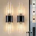  2-Light Modern Crystal Wall Sconces Titanium Gold Frosted Glass Gold Vanity Wall Light Luxury Set of 2 Wall Light Fixtures for Bedroom Living Room Dining Room Vanity Mirror Light