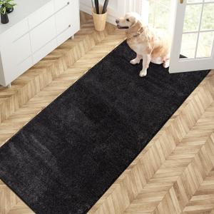 PURRUGS Dirt Trapper Door Mat 31.5" x 70", Non-Slip Machine Washable Entry Rug, Shoe Scraper, Dog Doormat, Super Absorbent Welcome Mat for Front & Back Door, Muddy Shoes & Paws, Charcoal