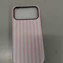 For iPhone 17 Pro Max Case Cute Striped Phone Case Compatible with MagSafe, Dual-Layer Shock Protection(Hard PC + Silicone) - Aesthetic Protective Phone Cover for Women Girl, Pink and White
