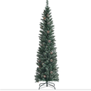 6 ft. Unlit Snowy PVC Slim Artificial Christmas Tree w/Pine Cones