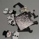 12 Pcs Winter Tiered Tray Decor Set Snowman Snowflake Table Wood Sign Farmhouse Tabletop Signs for Winter Home Table Holiday (Black White)