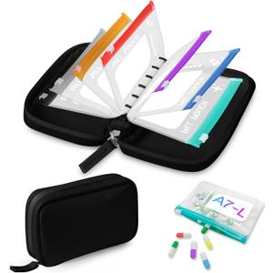 A7 Waterproof Pill Organizer with 7 PCS L Size Zippered Pill Pouches for A7 Binder, Large BPA-Free Weekly Medicine Organizer, Color-Coded Reusable Travel Pill Storage System