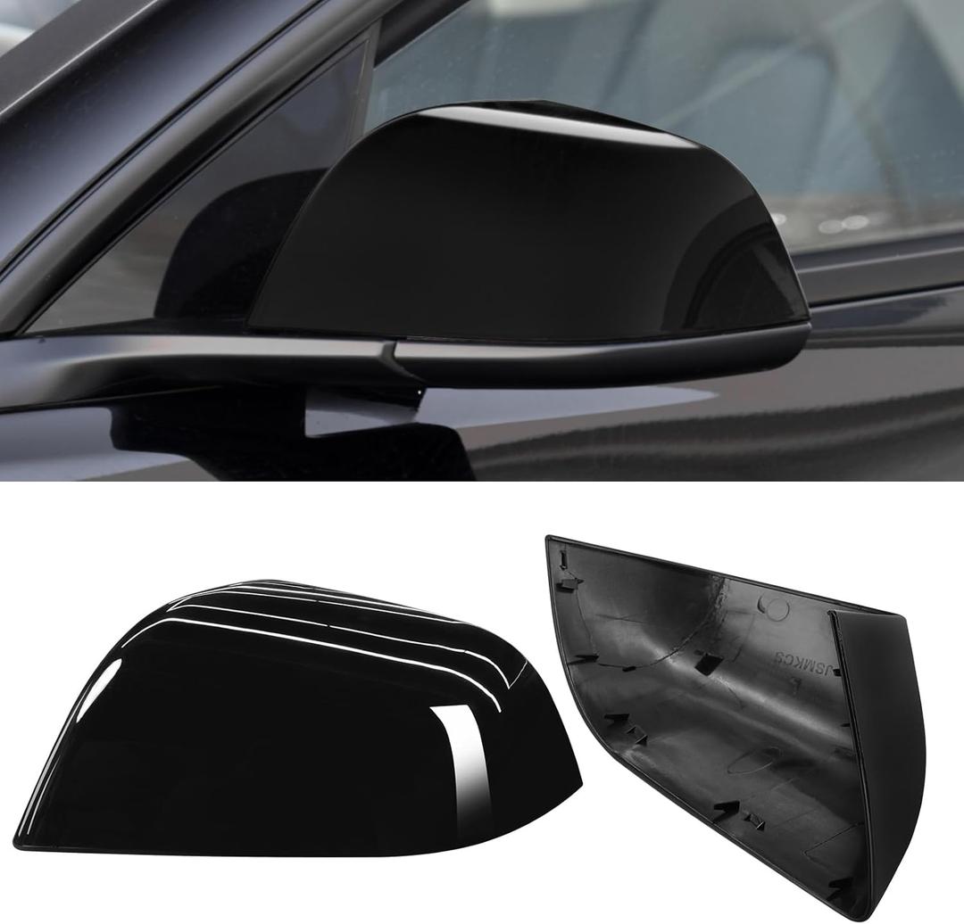 Jaronx Compatible with Tesla Model 3 Side Mirror Cover Replacement 2017 2018 2019 2020 2021 2022 2023 2024 2025, Driver Side Door Wing Rear View Mirror Cover Caps for Model 3 Accessories(Black) (Left)