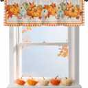 Window Valance Rod Pocket Panel for Kitchen Bedroom Windows Thanksgiving Maple Leaf Fall Pumpkin Harvest Valances Short Curtain Bathroom Treatment Drapes Vintage Wood Board Orange Buffalo Check (54"W x 18"L (Pack of 1))