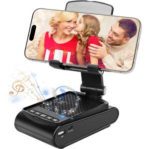 Multi-Angle Adjustable Mobile Phone Holder with Built-in Bluetooth Speaker, Suitable for Home and Outdoor use, Easy to Carry, with Non-Slip Base, a Unique Birthday Gift for Boys or Husband