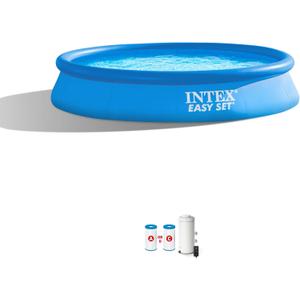 INTEX 28131EH Easy Set Inflatable Swimming Pool Set: 12ft x 30in  Includes 530 GPH Cartridge Filter Pump  Puncture-Resistant Material  1485 Gallon Capacity  23in Water Depth