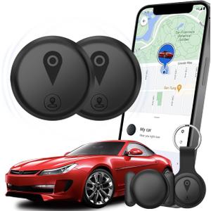 Tracking Devices for Cars Hidden, 2 Pack GPS Tracker for Vehicles Mini Portable GPS Tracker for Cars Splashproof for iOS Find My (iOS Only), No Monthly Fee Subscription No SIM Card Required-Black