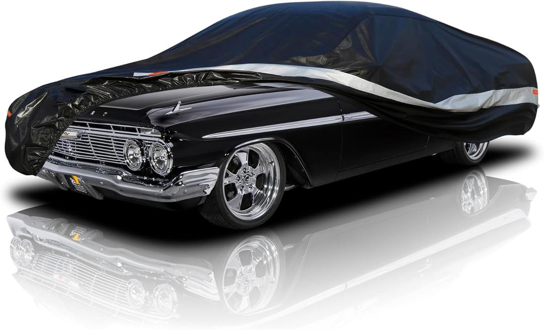 Large Sedan Car Cover Waterproof All Weather,100% Waterproof Outdoor Car Covers Rain Snow UV Dust Protection. Custom Fit for Lincoln Continental Town Car, Caprice, Buick Riviera, Cadillac DTS (A7-See vehicle size chart, Black)