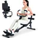 Sportneer Foldable Rowing Machine for Home, Hydraulic Rowing Machine with 12-Level Resistance - Multi Functional Row Machine Equipped with Caster & Backrest, Max 297lbs Weight Load