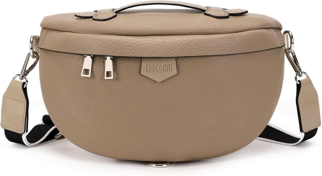 Eslcorri Crossbody Bags for Women - Fashion Sling Purse Shoulder Bag Fanny Pack Leather Causal Chest Bum Bag Cross Body Purse (050 Apricot)