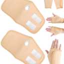 2 Pcs Castor Oil Pack Wrap for Hands, Reusable Organic Cotton Hand Castor Oil Pads, Self Adhesive Adjustable Hand Wraps, Prevent Leakage, Comfort Fit (Khaki)