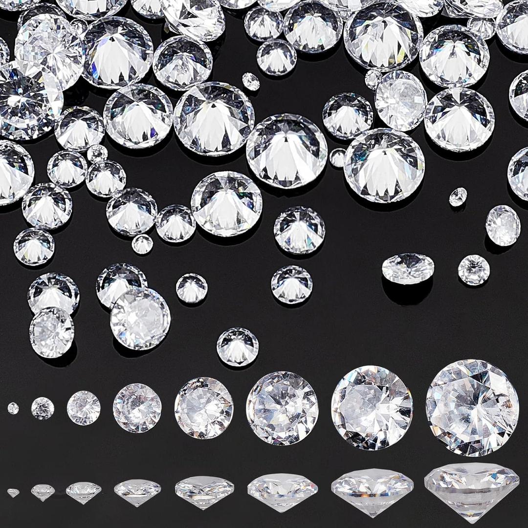 PH PandaHall Clear Cubic Zirconia, 160Pcs 8 Sizes CZ Stones Faceted Pointed Back Cabochons Diamond Small Loose Stone Beads for Nail Art Craft Earring Ring Jewelry DIY Craft Making, 1 2 3 4 5 6 7 8mm