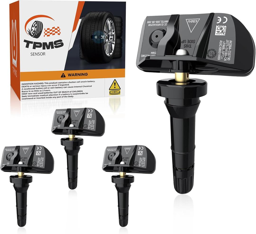 TPMS Tire Pressure Sensor Fit for Ford Explorer Lincoln Aviator 2020, 433MHz Pre-Programmed Tire Pressure Monitoring System Sensor Replacement JX7T1A180CA JX7J-1565-DA9-4 PCS