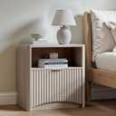 Evermagin Fluted Nightstand, Bedside Table with Drawer, White Alder, 1 Drawer, 15"D x 22.8"W x 23.6"H (Without Charging Station)