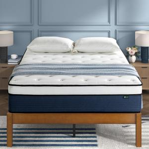 Zinus 14 Inch Cooling Comfort Support Hybrid Mattress [New Version], Queen, Fiberglass Free, Medium Plush, Cooling Motion Isolation, Certified Safe Foams & Fabric, Mattress in A Box