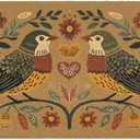 Vintage Bird Floral Coir Door Mats Outdoor, Farmhouse Floral Botanical Front Door Mat Outside Entrance, Retro Bird Doormat Outdoor Indoor Entrance for Home Entryway Decor, 17x30in