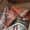 WONGS BEDDING Quilt Set King Size,Orange and Brown Bohemian Patchwork Bedspread Coverlet Set, Reversible Farmhouse Floral Pattern Bedspreads Bedding Set for All Seasons (104"x90")