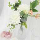 Floroom Artificial Dahlia Flowers 25pcs Real Looking Ivory Foam Fake Roses with Stems for DIY Wedding Bouquets White Bridal Shower Centerpieces Floral Arrangements Party Tables Home Decoration