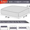 LA MEACK Couch Cushion Covers Seat Cushion Cover Stretch Couch Cover Separate Sectional Sofa Slipcovers Furniture Protector (3 Pieces for Seat or Sofa Backrest, Dark Grey)