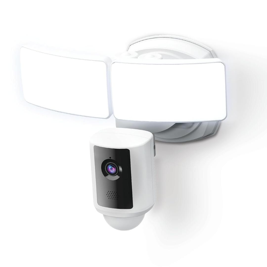 Feit Electric SEC5000/CAM/WIFI Outdoor LED Smart Security Camera with Motion Sensor, 2-Way Audio, 5000 Lumens Floodlight, Works with Alexa and Google Asst, Alarm, Hardwired, Updated Version of SEC3000