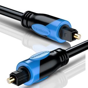 BlueRigger Digital Optical Audio Toslink Cable (15FT, Fiber Optic Cord, in-Wall CL3 Rated, 24K Gold-Plated) - Compatible with Home Theatre, Sound Bar, TV, Xbox, PlayStation PS4