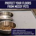 Leash Boss Waterproof Spill Guard Dog & Cat Silicone Dog Food Mat - Non-Slip Raised Edge Dog Bowl Mat - Waterproof Spill Guard Cat Food Tray - 25 x 17 in, Black