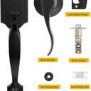 Goldenwarm Black Front Door Handle, Door Handle Exterior, Single Cylinder Front Door Handle Only, Matte Black Front Door Handle No Lock