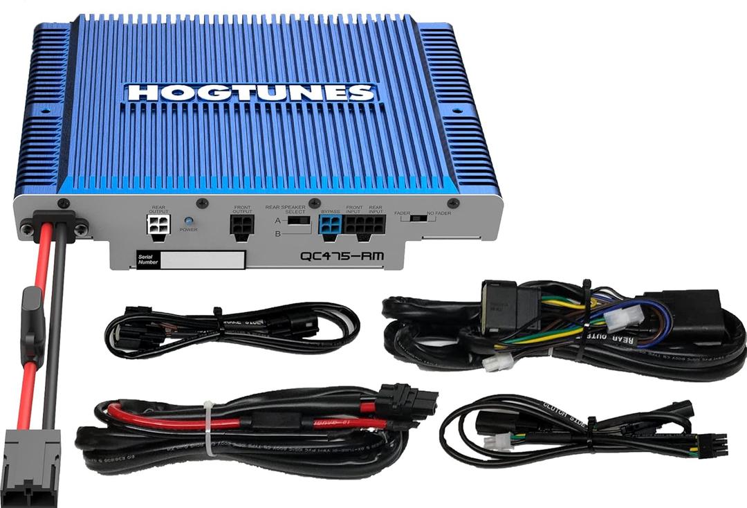 Hogtunes QC475-RM - 300 Watts RMS 4 Channel Amplifier, Fits 2014-2024 Harley-Davidson Motorcycles