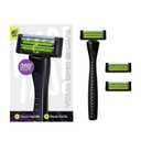 Anti-Clogging Razor Cartridge with Patented Dual Roller System Triple Blade, Easy-Rinse Design, 1 Handle 3 Refills YES! Your Epic Shave