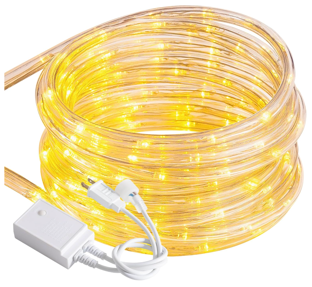 20ft Rope Lights Outdoor, Connectable & Flexible Tube Lights with 8 Modes Controller,Waterproof White LED Rope Lighting for Deck,Garden,Pool,Patio,Bedroom,Party,Indoor & Outside Landscape Lighting