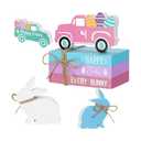 sporful Easter Tiered Tray Decor with Wood Truck and Bunny Sign Farmhouse Spring Centerpiece