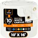 Xpose Safety Canvas Tarp - 10oz White Canvas Tarps Heavy Duty Water Resistant with Brass Grommets- Multipurpose Outdoor Tarpaulin for Camping, Canopy, Trailer, Equipment Cover 10' x 16'