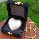 White Cremation Urn for Ashes Keepsake Heart Urn with Black Box and Brass Stand Mini urn for Your Loved one Adult & Funeral Burial for Adults and Infants