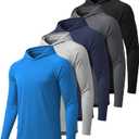 5 Pack Mens UPF 50+ Sun Protection Hoodie Long Sleeve UV SPF Fishing Shirts Lightweight Running Rash Guard Sun Shirt, Size 2XL