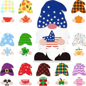 Jetec 24 Pcs 4th of July Patriotic Gnome Wooden Interchangeable Sign Independence Day Gnome Patriotic Party Table Decor Welcome Sign for Memorial Day 250th Anniversery Decoration Detachable Magnet
