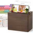 Dahey Double Slots Recipe Box Wooden Recipe Organizer with 100 Recipe Cards and 6 Dividers, Rustic Recipe Cards and Box Set with Phone Holder to Write in Your Own Recipes for Cooking Lovers Kitchen
