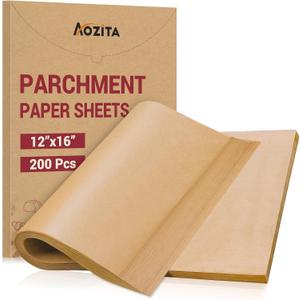200Pcs 12x16 Inch Unbleached Parchment Paper Sheets for Baking, Pre-Cut, Non-Stick Parchment Paper for Baking, Cooking, Grilling, Air Fryer, Half Sheet Baking Sheets for Baking Cookies, Cooking, Oven