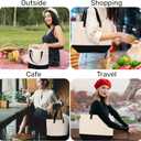 HIFA Personalized Custom Tote Bag for Women, Canvas Tote Bag - Zipper Closure, Extra Inner Pocket - Shoulder Bag