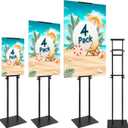 Poster Stand Heavy Duty - 4 Pack Double Sided Poster Board Stand with Base Adjustable Poster Stands for Display Banner Foam Free Standing Pedestal Sign Holder Floor Stand Outdoor Black