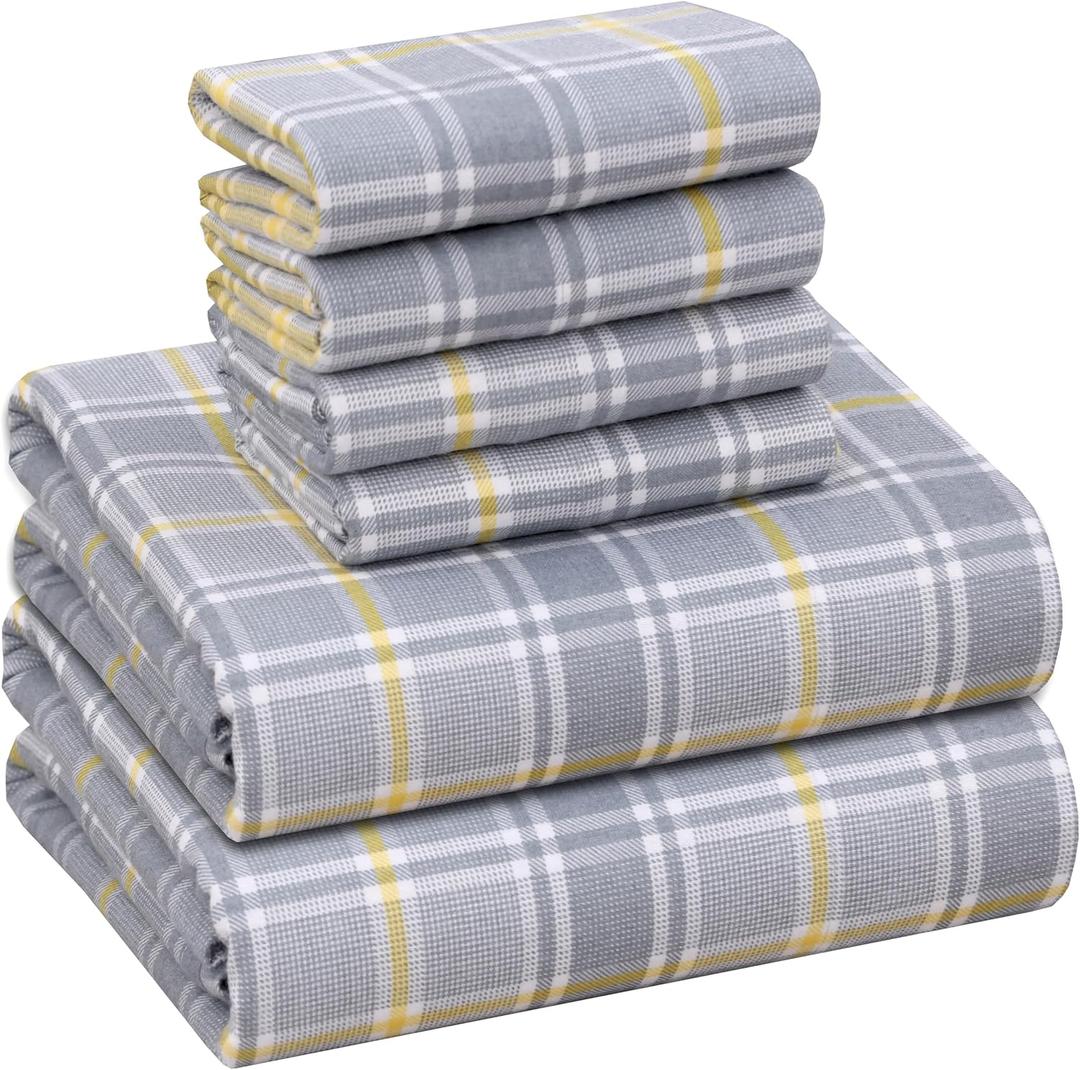 RUVANTI Flannel Sheets Full Size 6 Pcs - 100% Cotton Double Brushed Bed Sheets, Deep Pockets 16 Inches, All Seasons Breathable, Extra Soft & Comfy Full Size Sheets Set, Everytime (Full, Everytime)