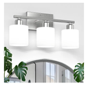 Bathroom Light Fixtures Over Mirror Brushed Nickel, Rustproof 3-Light Bathroom Vanity Lights, 18 Inches Modern Wall Sconces E26 Base, Milky White Glass Shades, Bulbs Not Included