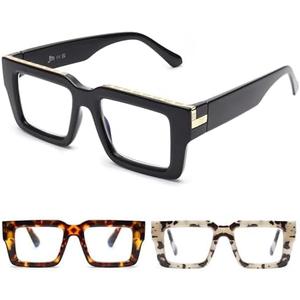 JM 3 Pack Oprah Style Reading Glasses for Women Men, Fashion Square Blue Light Blocking Readers