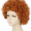 yuehong Adult Short Orange Red Curly Wig Anime Cosplay Costume Hair Soft Breathable Heat Resistant Synthetic Fibers Daily Fashion Party Wig