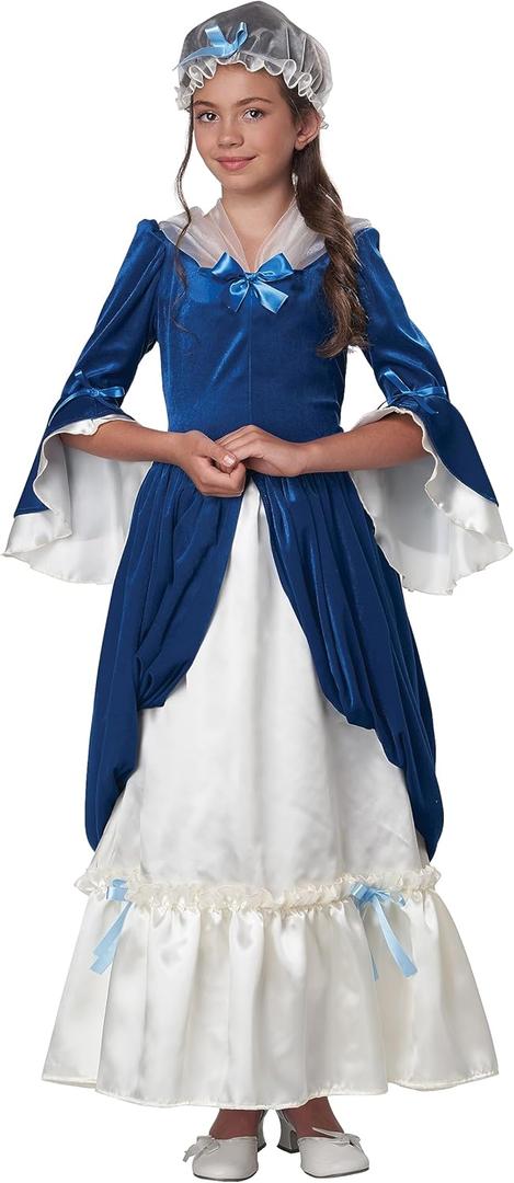 California Costumes Colonial Era Dress/Martha Washington, Child Costume, Large,Teal