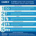 Carex E-Z Lock Raised Toilet Seat with Handles, 4.5 Inch Toilet Seat Riser with Arms, Toilet Riser Fits Most Toilets, Elongated or Round, Toilet Seat Lifter, White